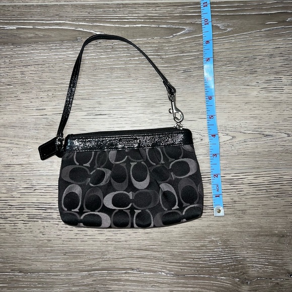 Coach Black/Silver Signature Wristlet Clutch with Strap - Picture 4 of 8
